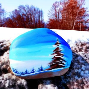 00369-4014837702-painted rock with winter scene